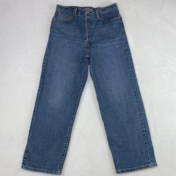 Levi's Denim - Levis Womens Jeans 29 Ribcage Straight Ankle Medium Wash Button Fly 29x25 EUC